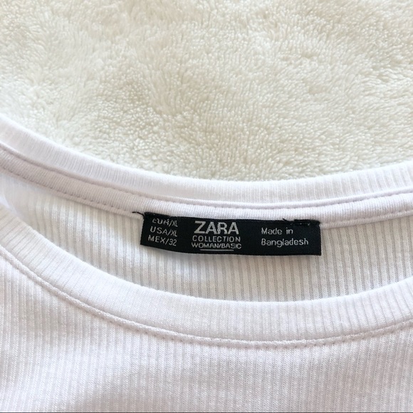 {Zara} White Ribbed Tee - Picture 5 of 5
